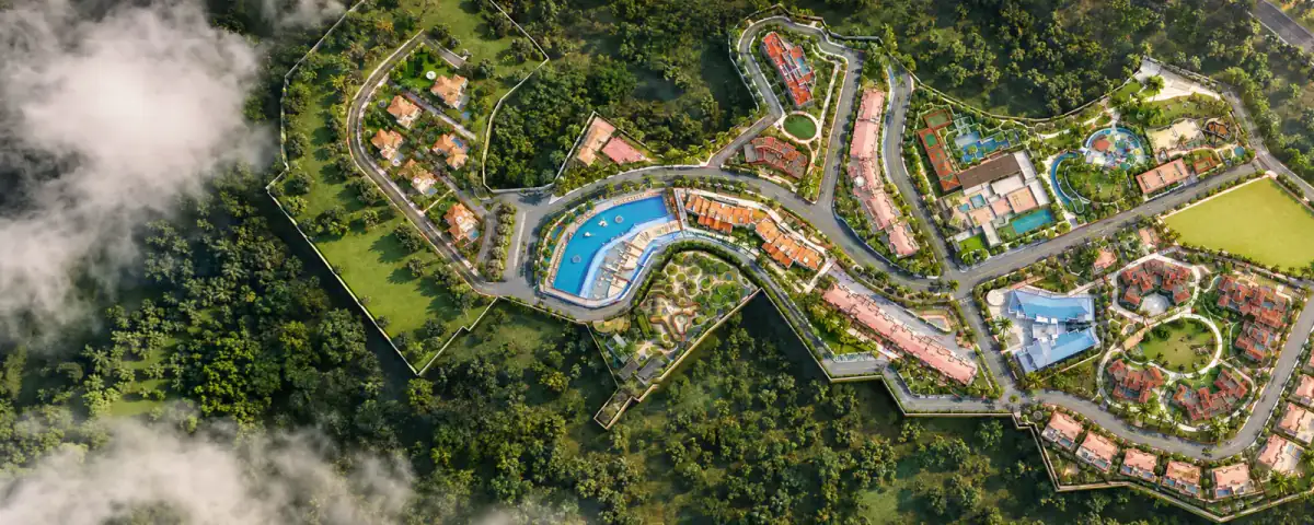 Artist’s impression of the Raheja Exotica master plan from above