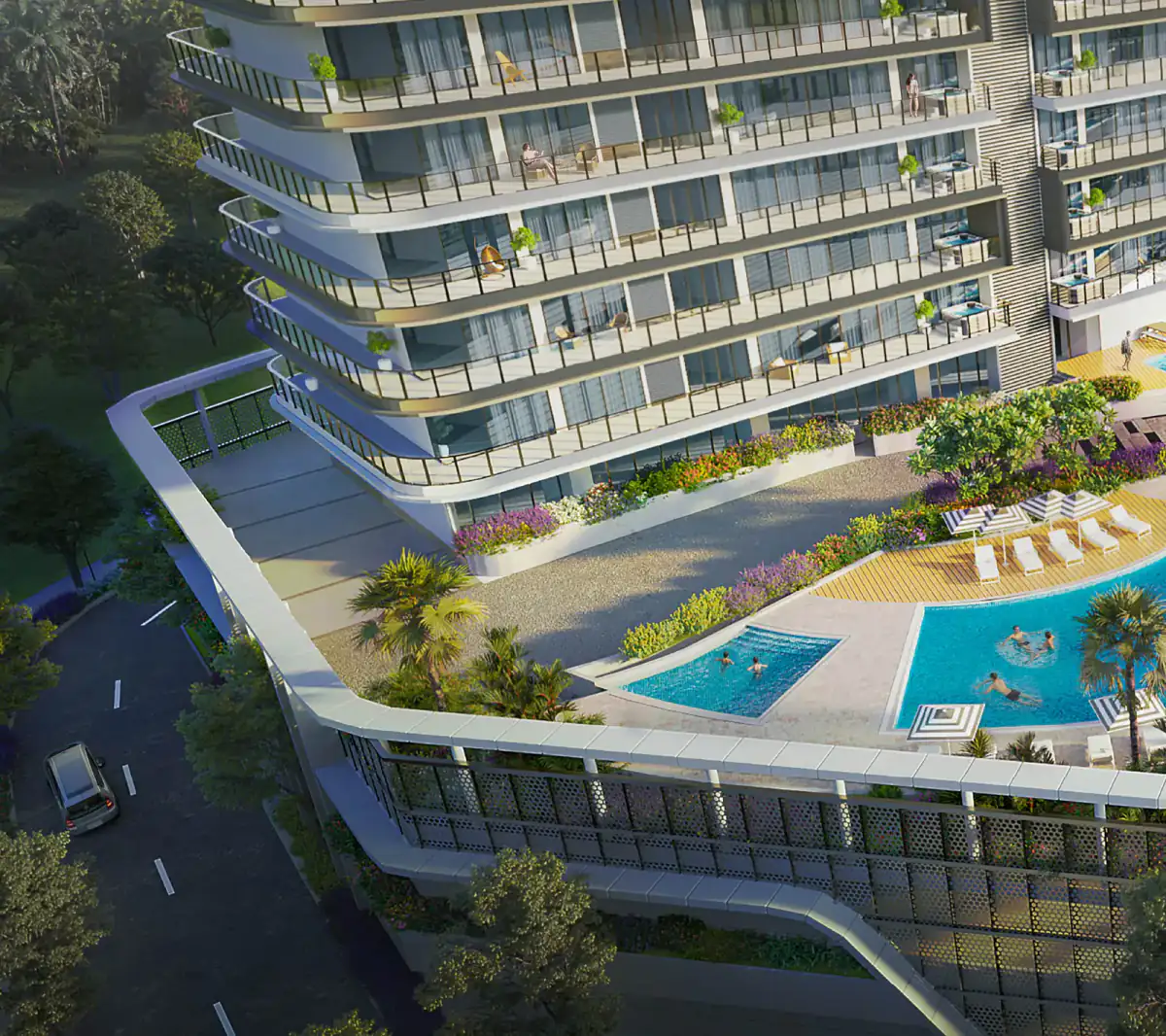 Artist’s impression of podium pools and decks